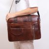 Genuine Leather 15.6″ Briefcase Bag For Men