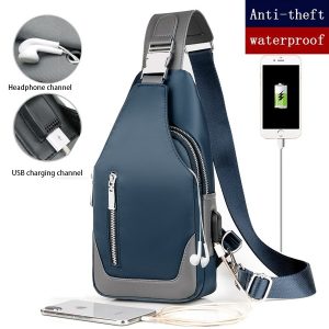 USB Charging Waterproof Oxford Cloth Chest Bag